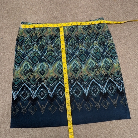 J. Jill (PL Petite Large) Pencil Skirt Geometric Print Blue Green Peacock NWT - Picture 8 of 8